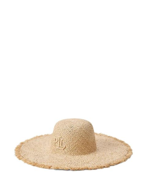 Lauren Ralph Lauren frayed-brim logo-embroidered sun hat - Neutrals - zdjęcie produktu nr 1
