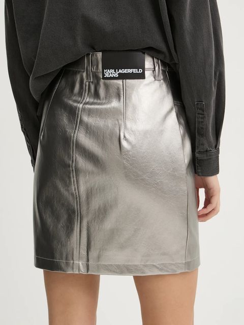 Karl Lagerfeld Jeans spódnica kolor srebrny mini rozkloszowana A1W12013