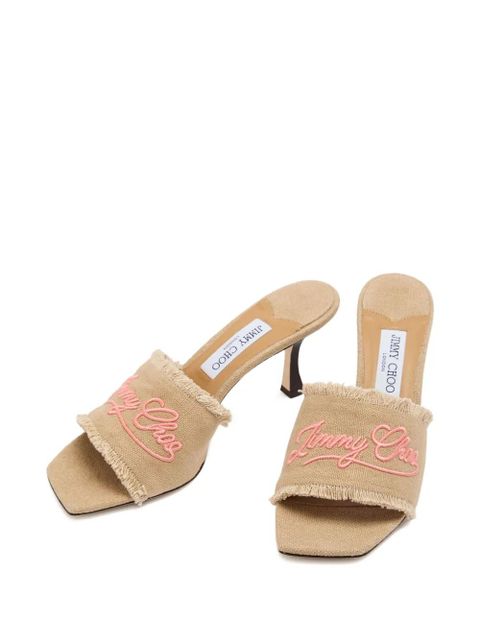 Jimmy Choo 70mm Alexia embroidered-logo sandals - Neutrals - zdjęcie produktu nr 2