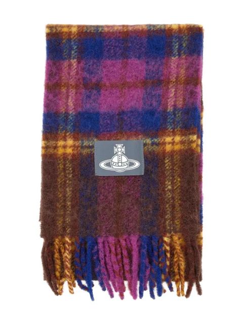 Vivienne Westwood tartan logo-detail scarf - Blue - zdjęcie produktu nr 1