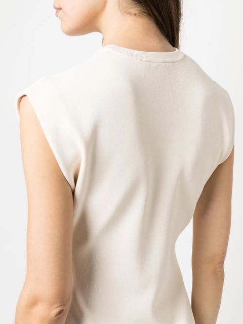 Yves Salomon fine-ribbed sleeveless mini dress - Neutrals