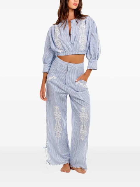 Agua By Agua Bendita Isolda Batik striped blouse - Blue