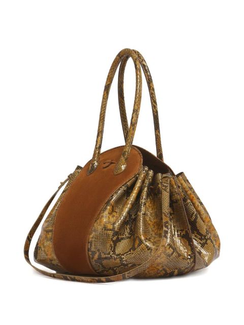 Marni large python-print shoulder bag - Brown