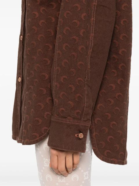 Marine Serre Moon-jacquard shirt - Brown
