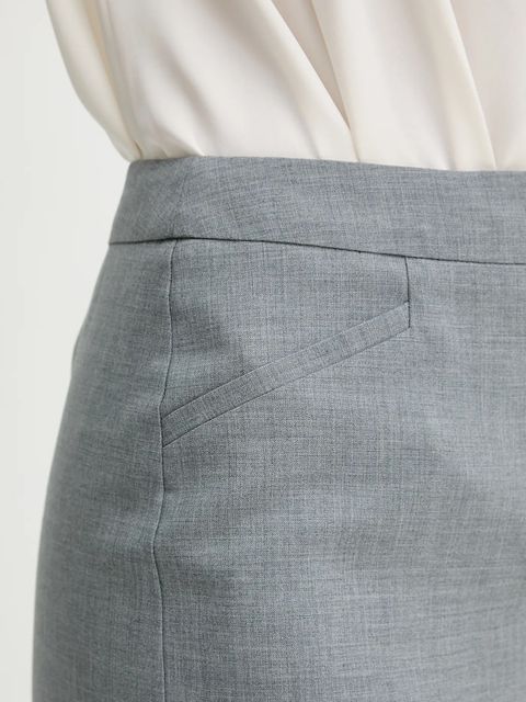 BOSS spódnica wełniana kolor szary midi prosta 50541977