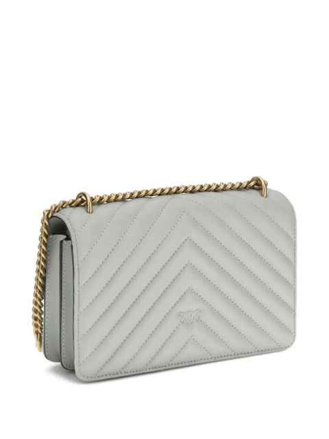 PINKO Love chevron bird-ring leather shoulder bag - Grey