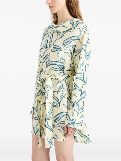 Proenza Schouler Lalia leaf-print mini dress - Neutrals