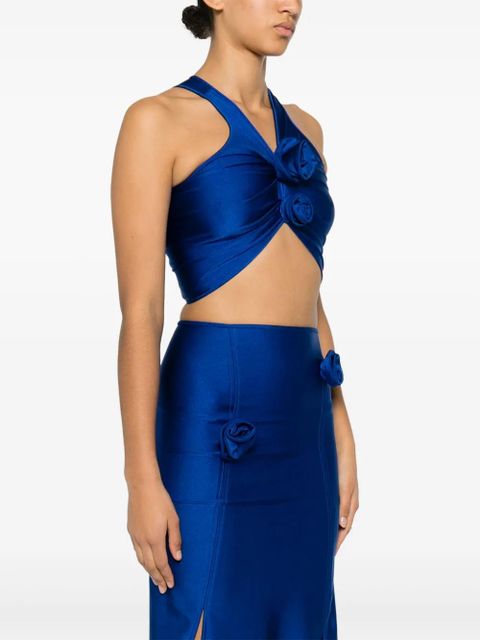 Coperni floral-appliqué cropped top - Blue