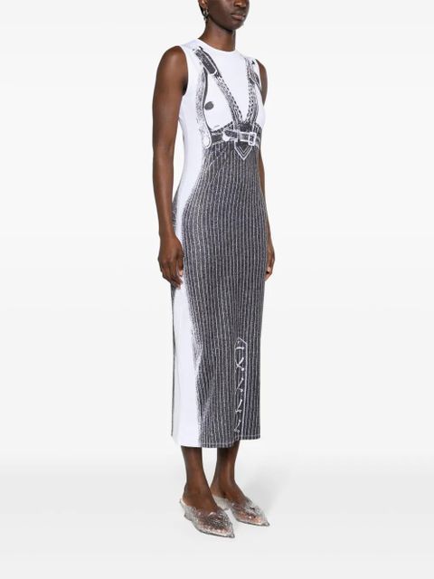Jean Paul Gaultier Madonna trompe l'oeil midi dress - White