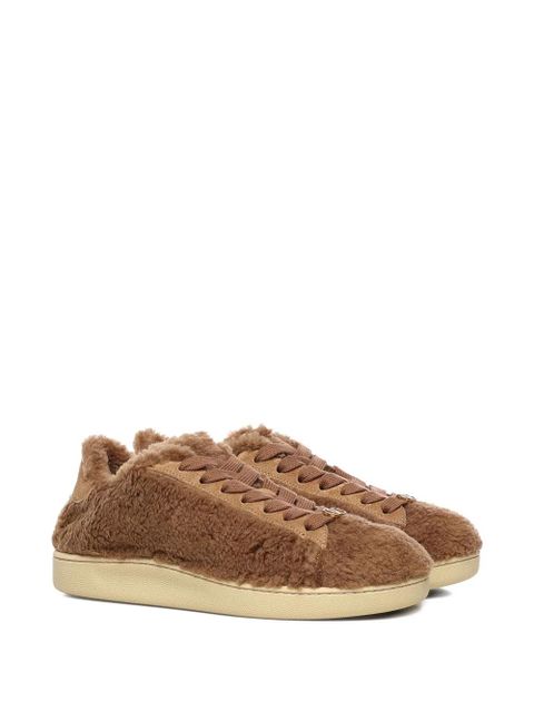 Valentino Garavani Royco shearling-effect logo sneakers - Brown
