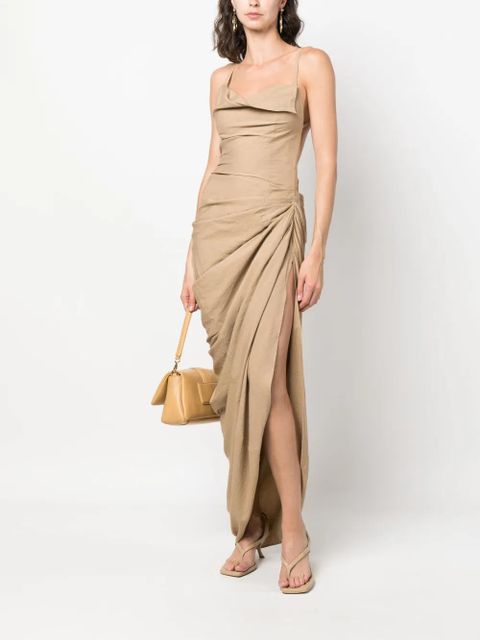 Jacquemus La Robe Saudade gathered dress - Neutrals - zdjęcie produktu nr 2