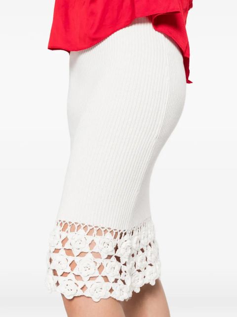 GANNI crochet-trim midi skirt - White