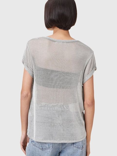 AllSaints bluzka THEA damska kolor srebrny W207JC