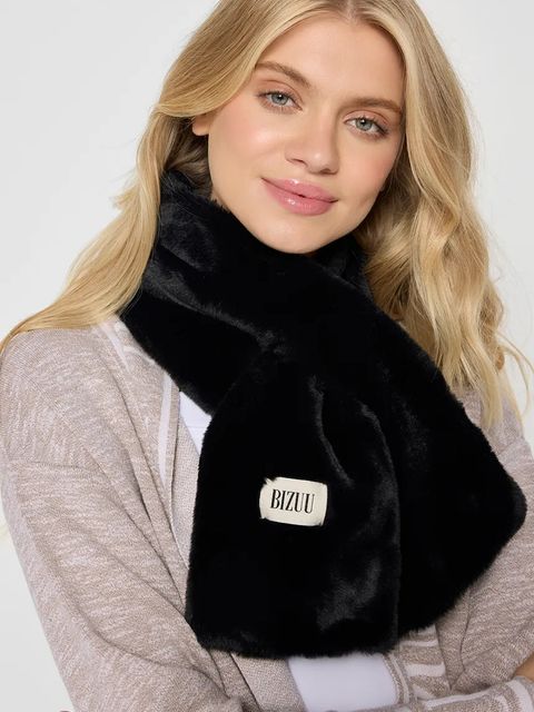 Bizuu szalik FLUFFY damski kolor czarny gładki FLUFFY CZARNY - zdjęcie produktu nr 1