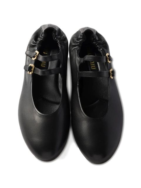 Miu Miu Ruches nappa leather ballerinas - Black
