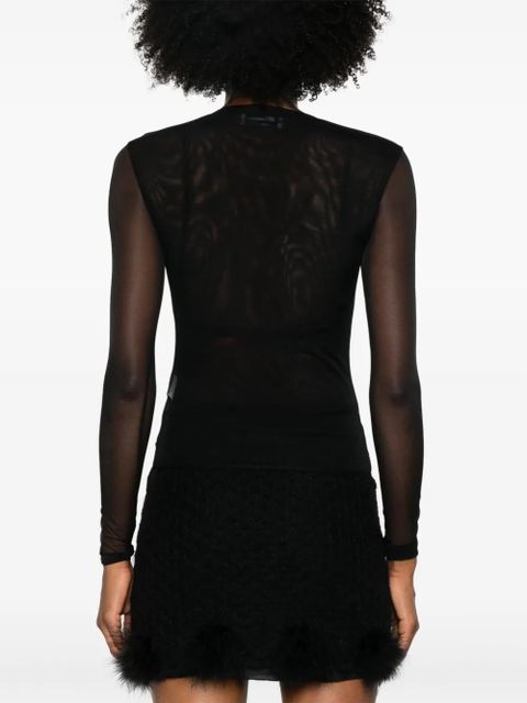 Blumarine rhinestone-logo T-shirt - Black