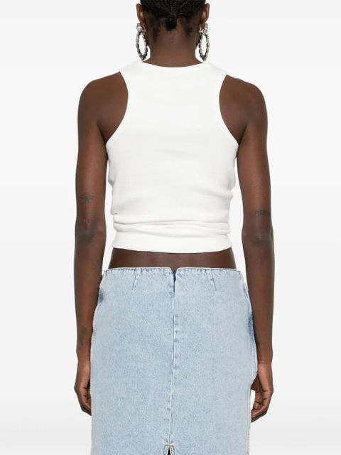 Magda Butrym rose-appliqué tank top - White