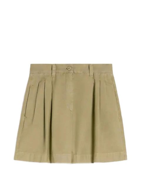Weekend Max Mara button-fastening pleated cotton shorts - Green - zdjęcie produktu nr 1