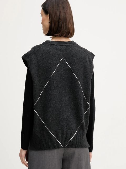 Pedro del Hierro kamizelka z domieszką wełny damski kolor szary 5502018