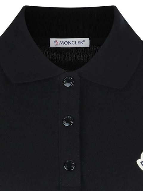 Moncler logo patch cuffed polo shirt - Black