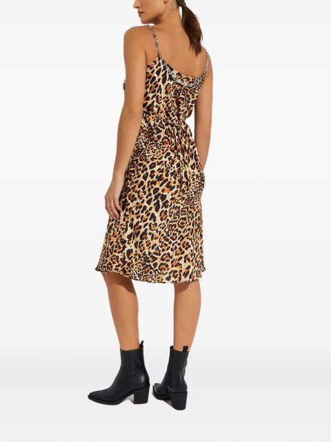 Rabanne chain-detail leopard-print midi dress - Brown