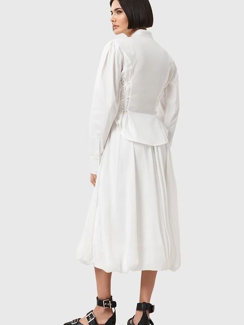 AllSaints spódnica NIA kolor biały midi rozkloszowana W001RD