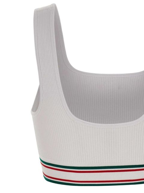 Casablanca ribbed striped sports bra - White