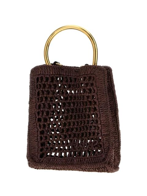 Chloé raffia circle-handle tote bag - Brown