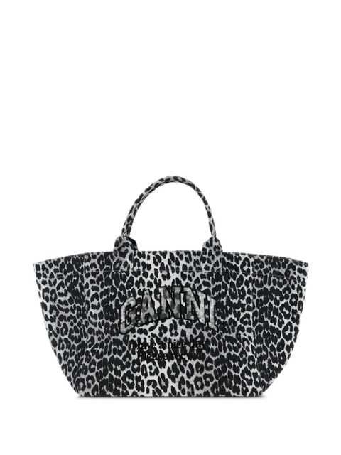 GANNI Leopard Sequin XXL appliqué tote bag - Black - zdjęcie produktu nr 1