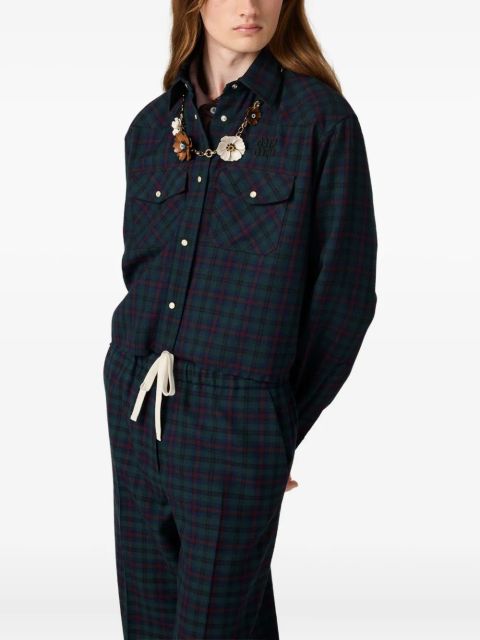 Miu Miu plaid-print snap-fastening shirt - Blue
