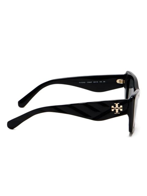 Tory Burch logo-plaque cat-eye sunglasses - Black