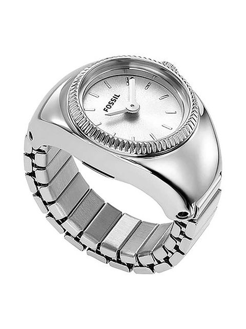 Fossil zegarek w formie pierścionka damski kolor srebrny - zdjęcie produktu nr 1