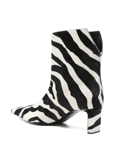 KHAITE Ona zebra-pattern ankle boots - White