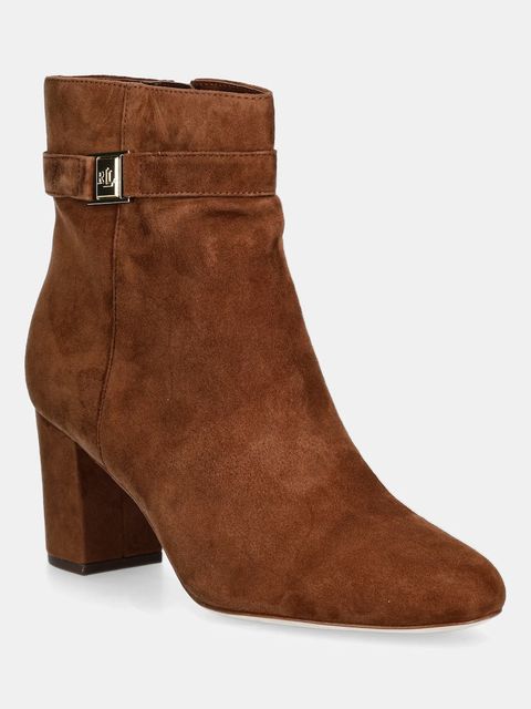 Lauren Ralph Lauren botki zamszowe Kellie Bt Hl kolor brązowy na słupku 802967827002 - zdjęcie produktu nr 1