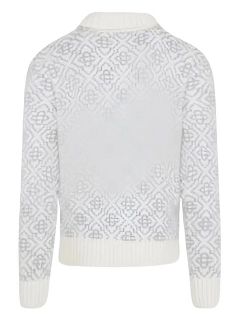 Casablanca patterned zip knitwear - White - zdjęcie produktu nr 2
