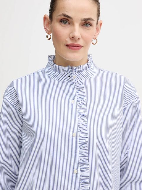 Tommy Hilfiger koszula bawełniana damska kolor niebieski relaxed ze stójką WW0WW46848