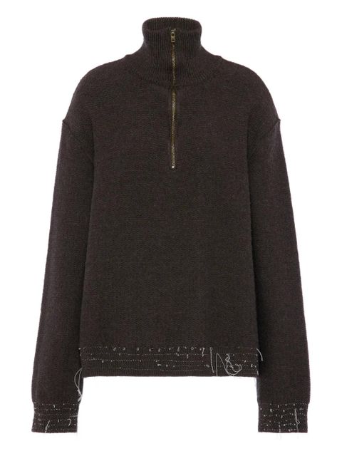 Maison Margiela wool zip sweater - Brown - zdjęcie produktu nr 1