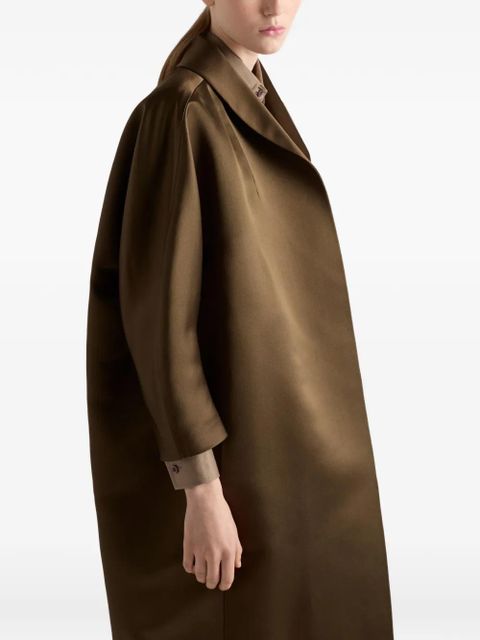 Prada single-breasted double satin coat - Brown