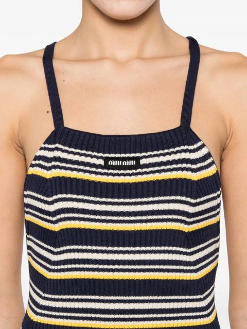 Miu Miu halterneck striped mini dress - Blue