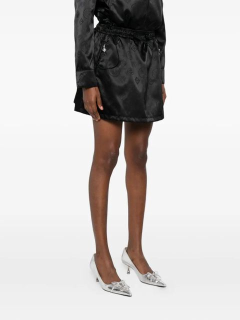 Casablanca drawstring patterned mini skirt - Black