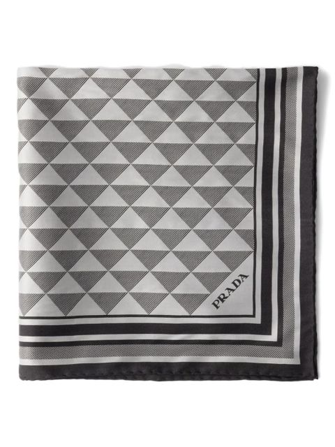 Prada Symbole geometric-motif-printed silk scarf - Grey