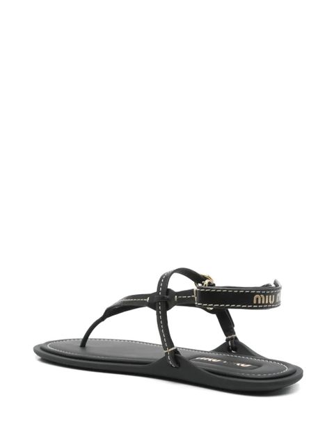 Miu Miu leather flat sandals - Black