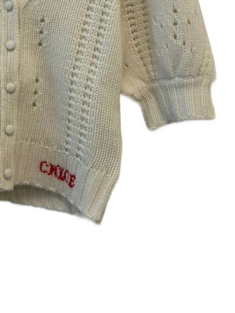 Chloé button puff-sleeve cardigan - White