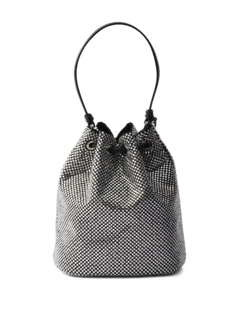 Prada crystal-embellished bucket bag - Black