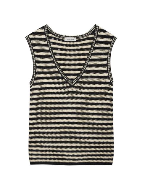 ANINE BING Lowen striped V-neck vest - Black - zdjęcie produktu nr 1