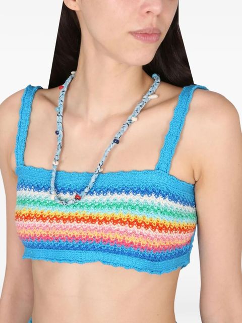 Alanui striped crop top - Blue