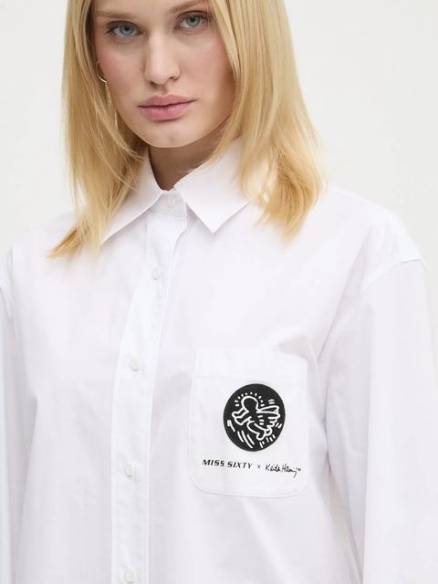 Miss Sixty koszula bawełniana 0 damska kolor biały regular z kołnierzykiem klasycznym 6L3XJ2380000