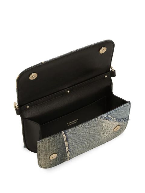 Dolce & Gabbana logo plaque patchwork denim cross body bag - Blue