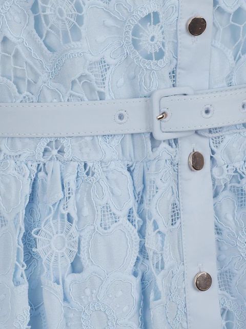 Self-Portrait belted floral-lace dress - Blue