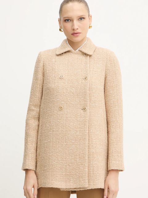 Twinset płaszcz z wełną kolor beżowy 252TP2141 - zdjęcie produktu nr 1